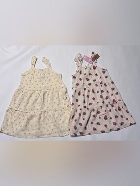 Rabbit + Bear Girl's Soft Floral Organic Cotton Sun Dress Bundle Lot Of 2 Sz 6